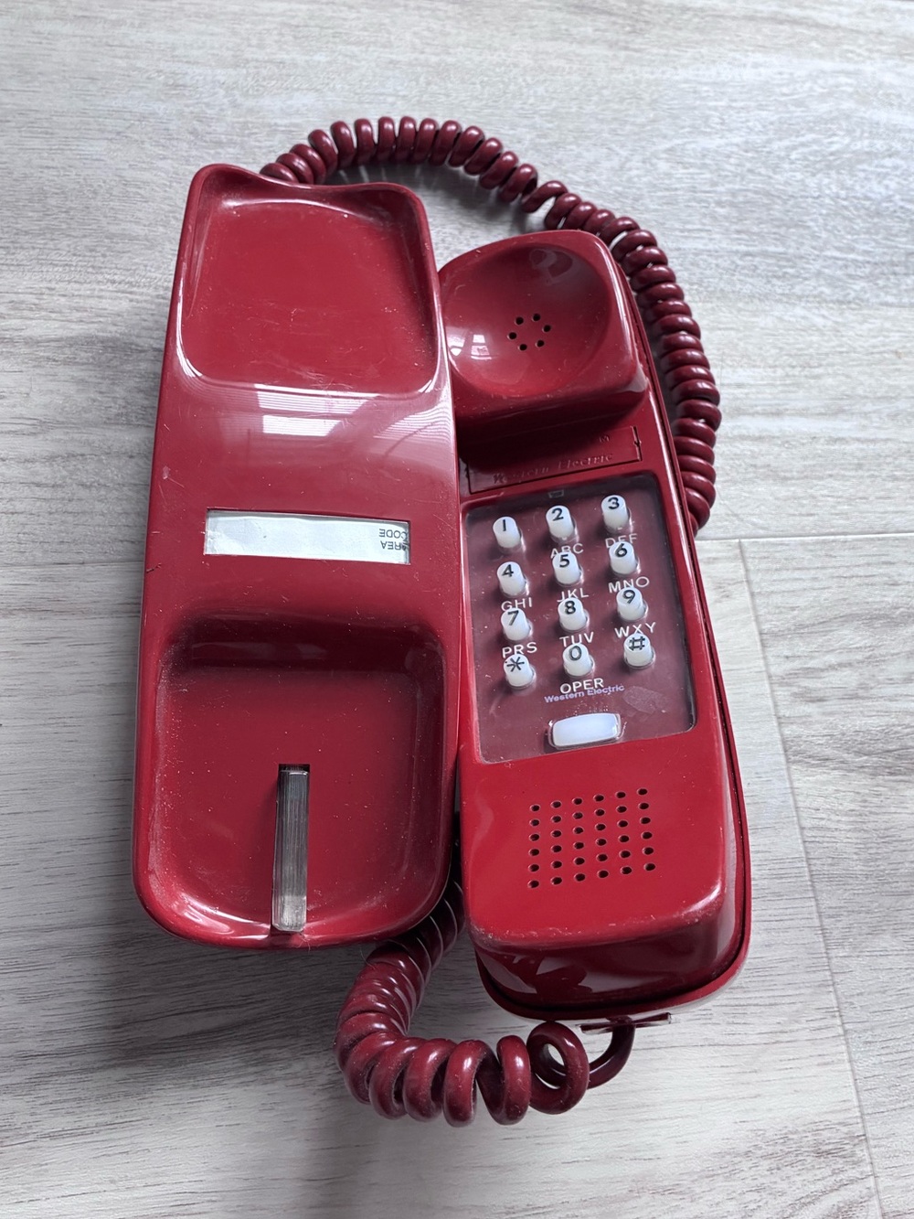 Vintage Red  Western Electric Trimline Touch Tons Desk Telephone